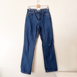Reformation Cynthia Jeans High Rise Button Fly Straight Blue Sz 29.